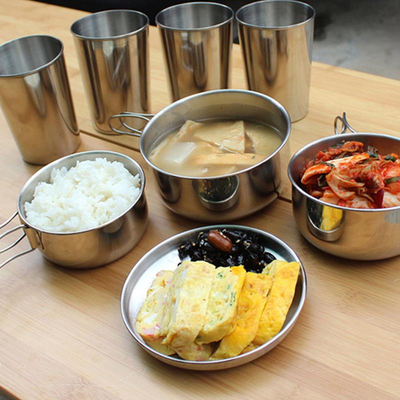 8pcs/set Stainless Steel Outdo - đánh giá và giá Camping Cooking Kits