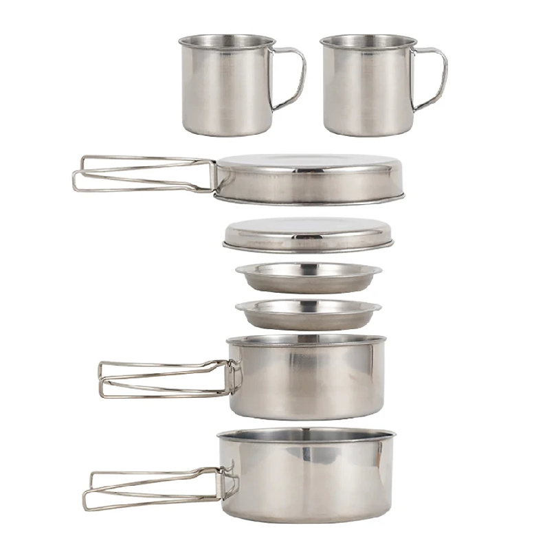 8pcs/Set Camping Cookware Mess - đánh giá và giá Camping Cooking Kits