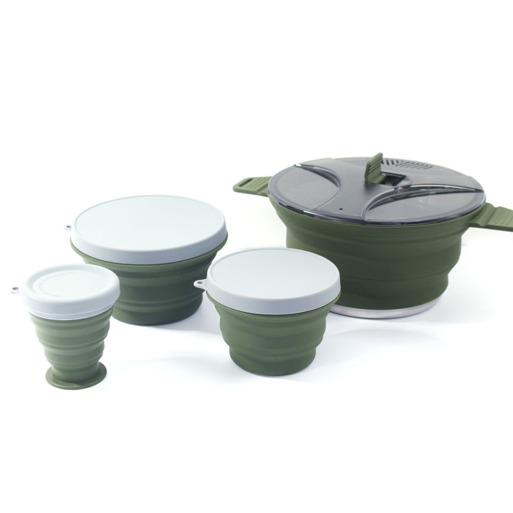 Folding Pot Set Portable Compa - đánh giá và giá Camping Cooking Set Compact