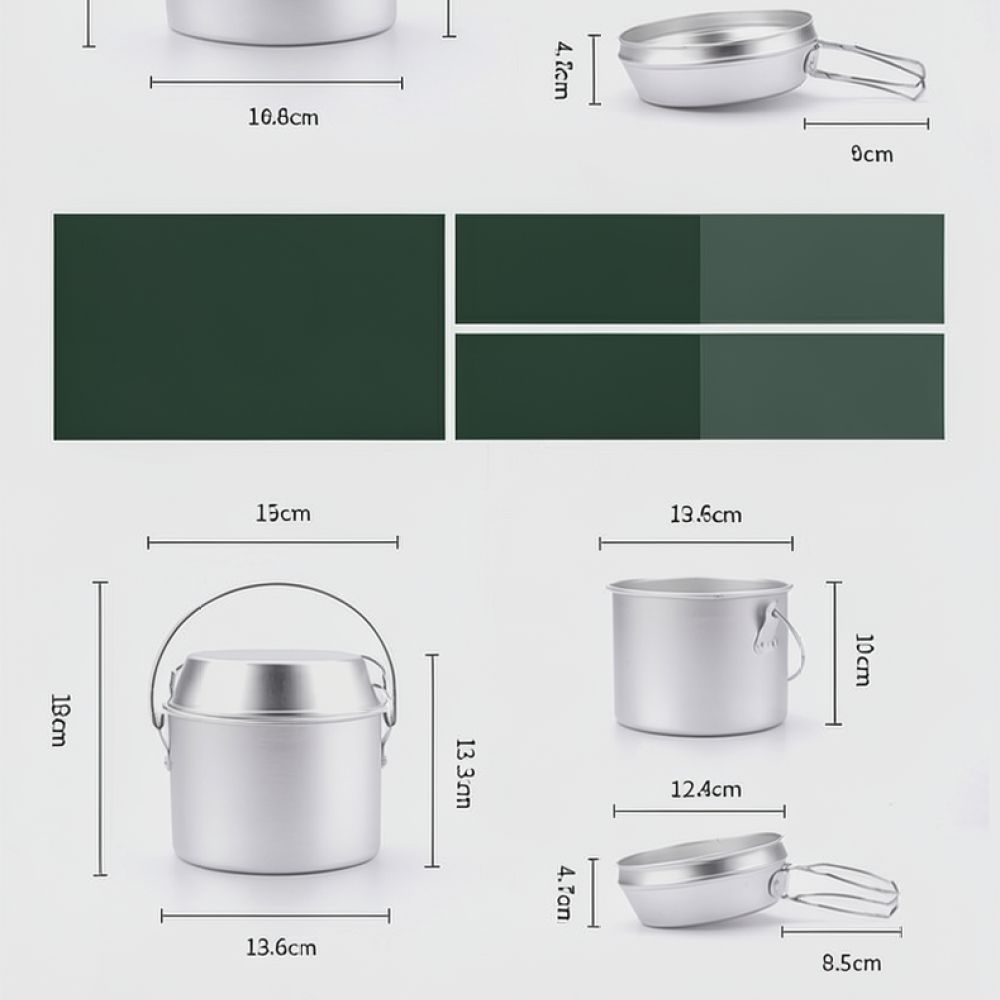 Portable Aluminum Camping Pot  - đánh giá và giá Camping Cooking Dining Set
