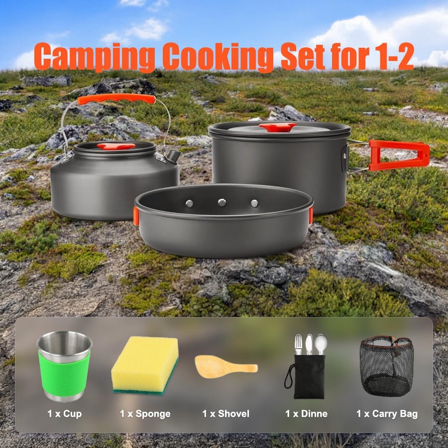 Camping Cookware Set: 35oz Non - đánh giá và giá Camping Hiking Cooking