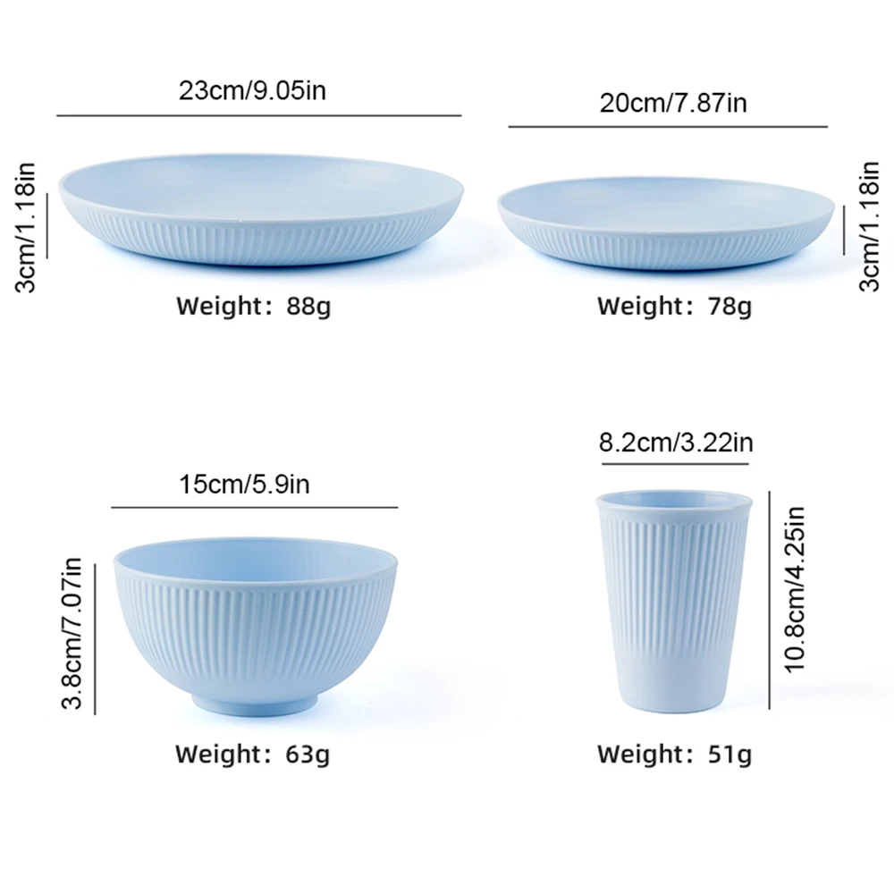 16Pcs Wheat Straw Tablewar Set - đánh giá và giá Camping Cooking And Eating Set